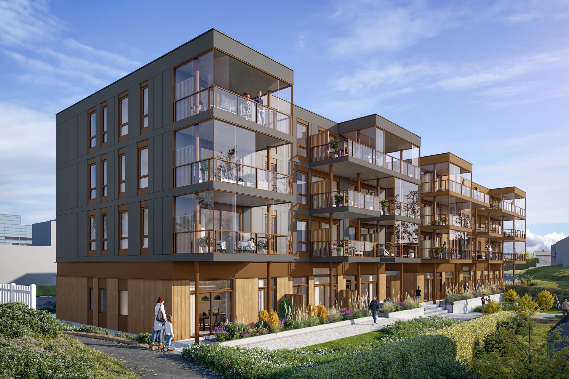 Det nye 550-bygget på Bryne sett fra hagesiden