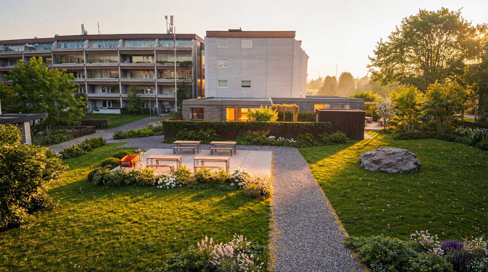 Parken foran Hageleilighetene på Kvitodden