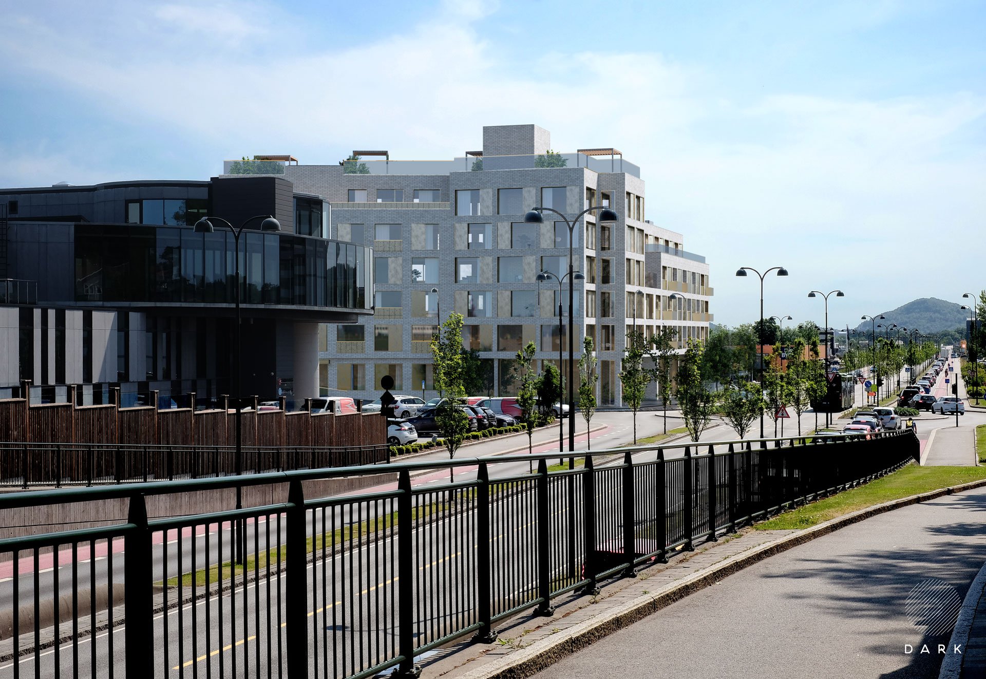 Planlagt leilighetsbygg i Langflåtveien, like overfor veien for Bates kontor