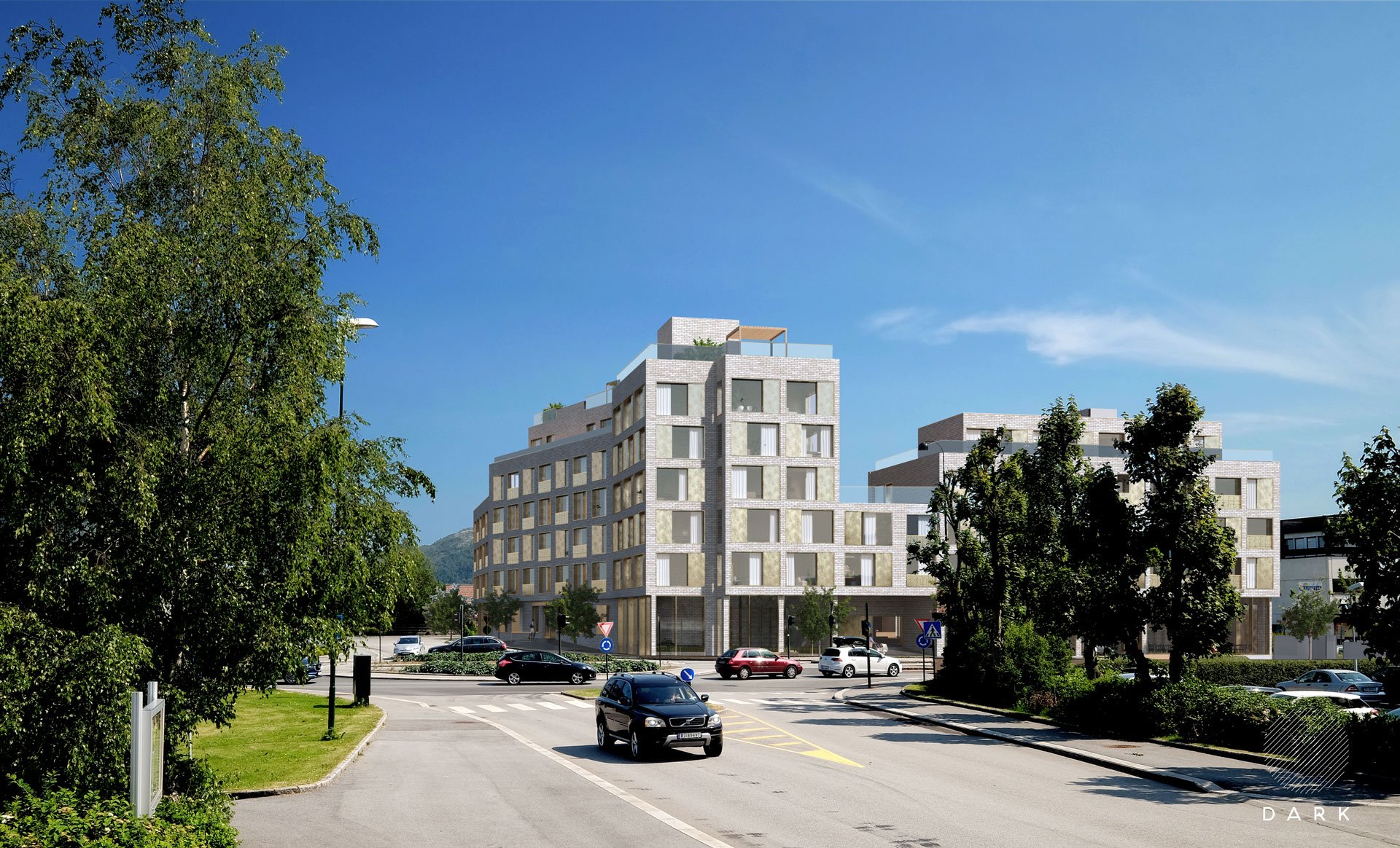 Planlagt leilighetsbygg i Langflåtveien sett fra Gulaksveien