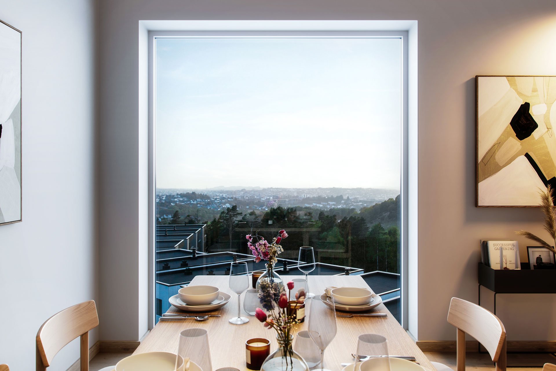 Utsikt fra fjerde etasje i Skogens ro