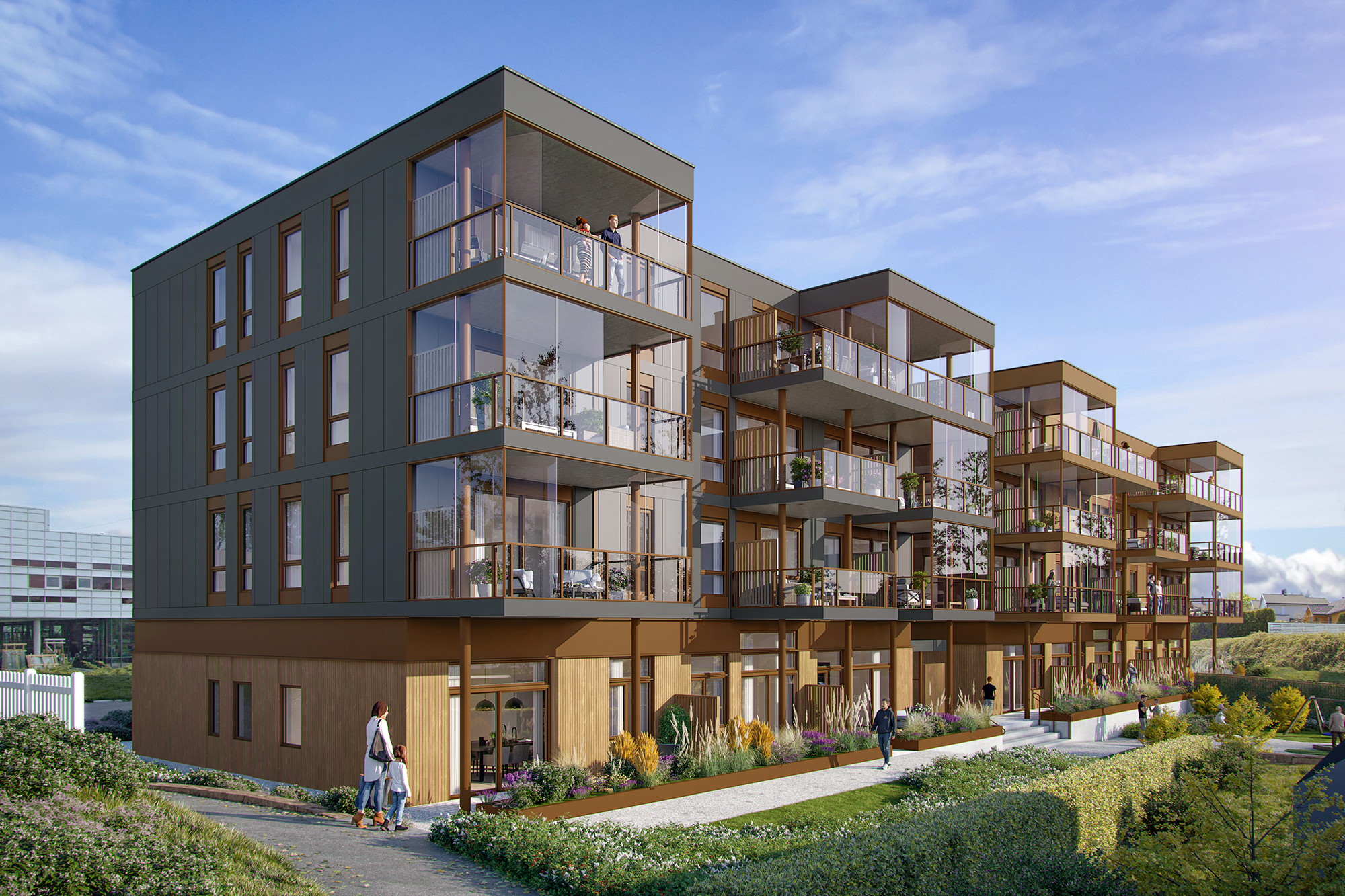 Illustrasjon av det nye leilighetsprosjektet 550 på Bryne