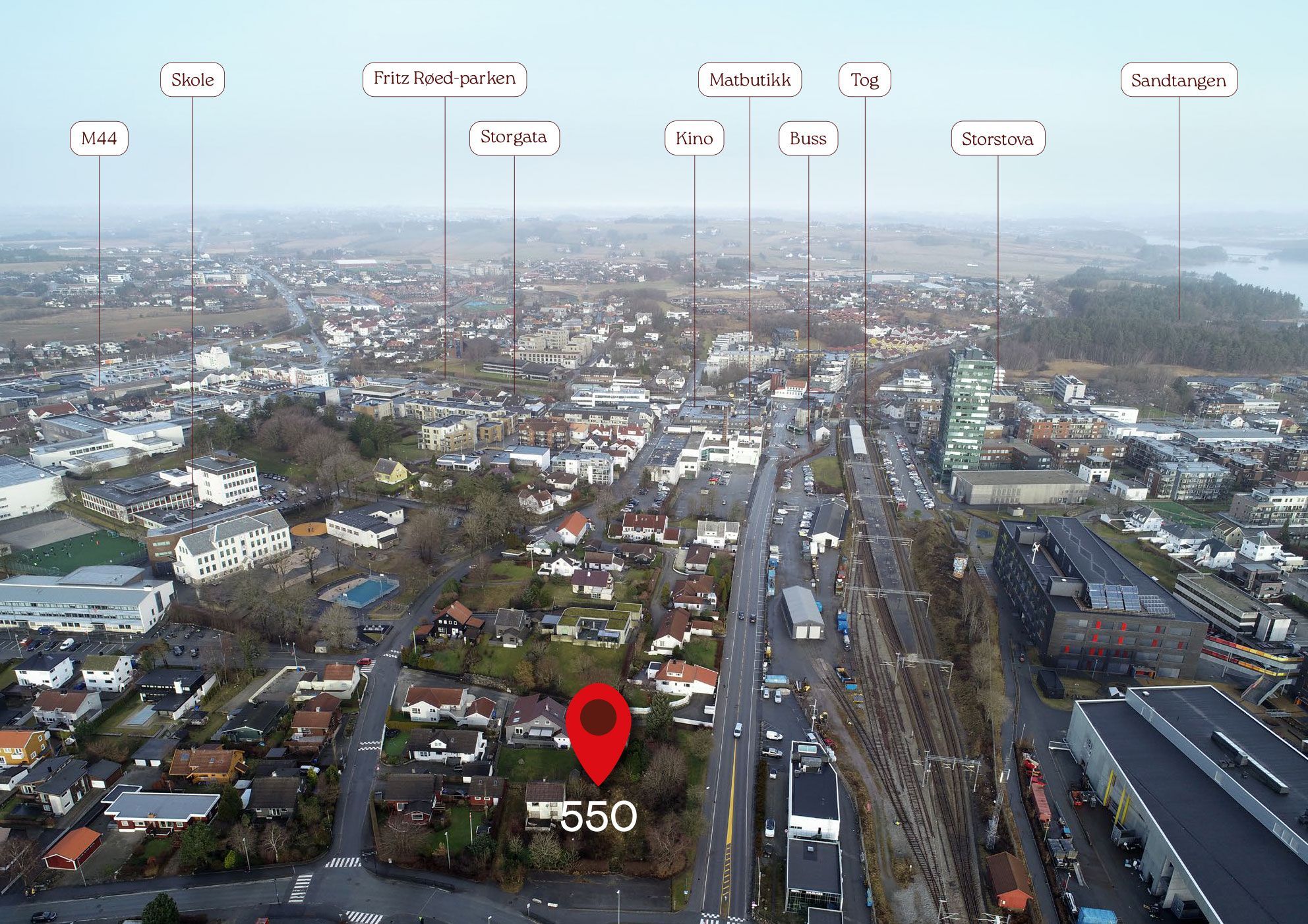 550 er sentralt plassert på Bryne