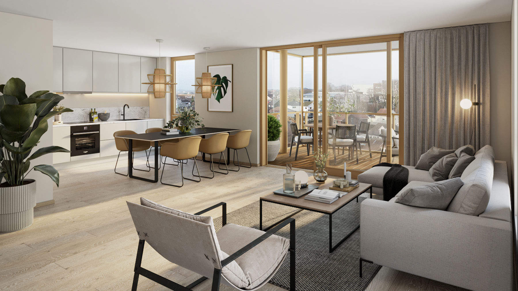 Illustrasjon av leilighet i det nye 550-prosjektet til Bate og Rogalandshus