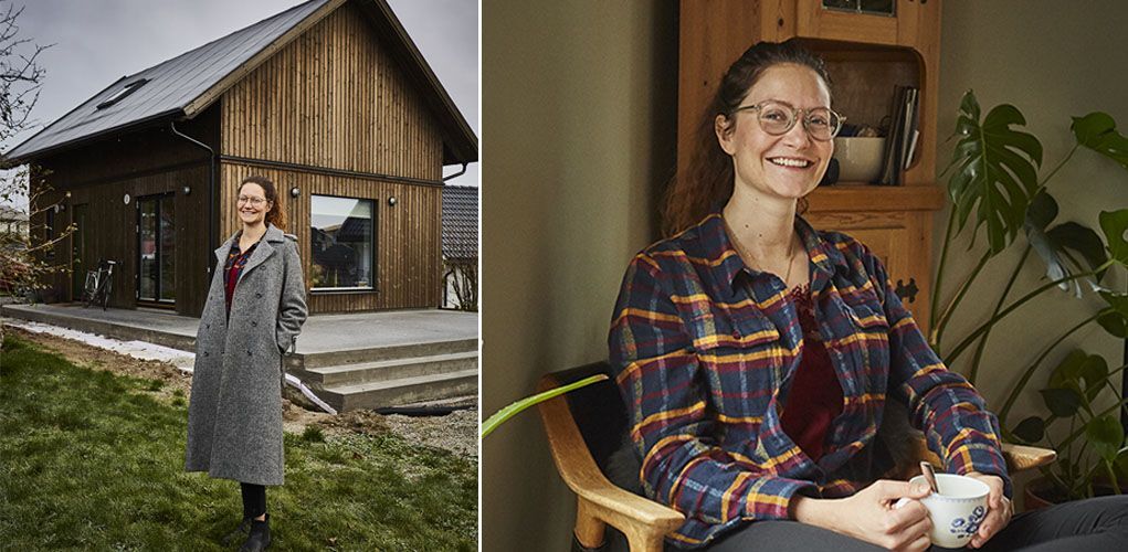 Tea Aas Ambjørnrud ved sitt minhus