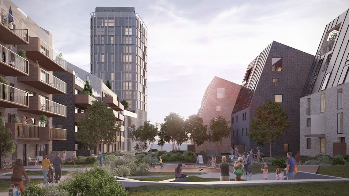 Illustrasjon av Møllekvartalet i Sandnes