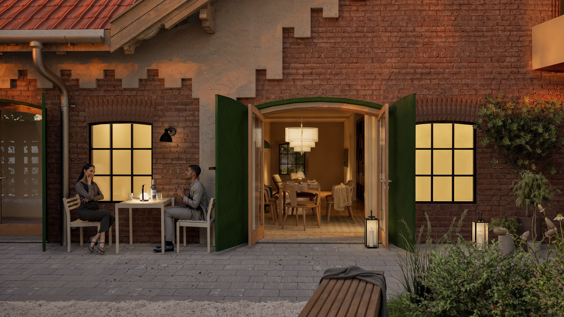 Illustrasjon av leilighet og uteområde i Køhlerlåven